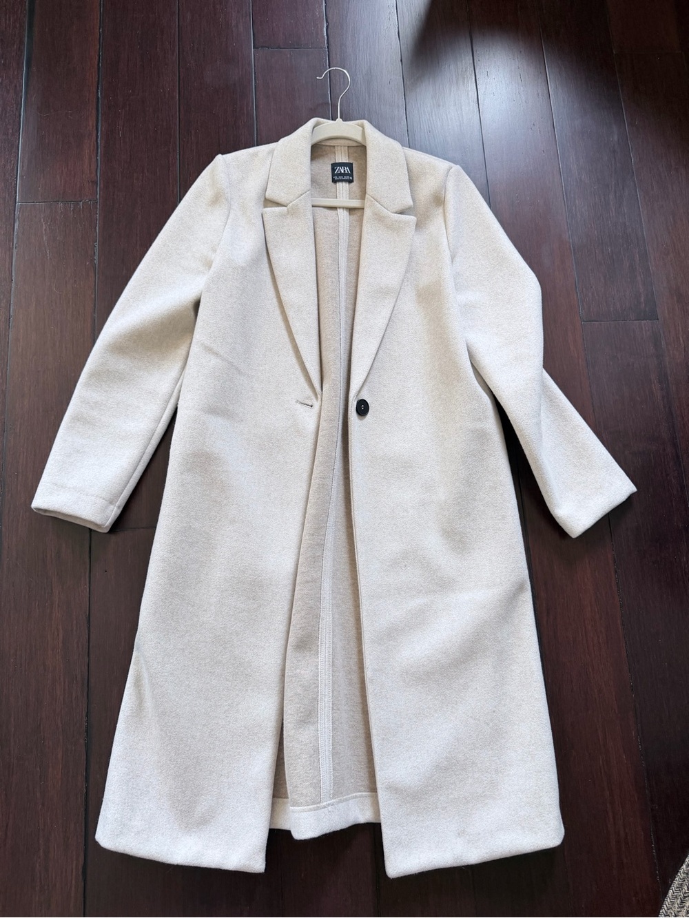 ZARA Cream Single-Button Long Coat